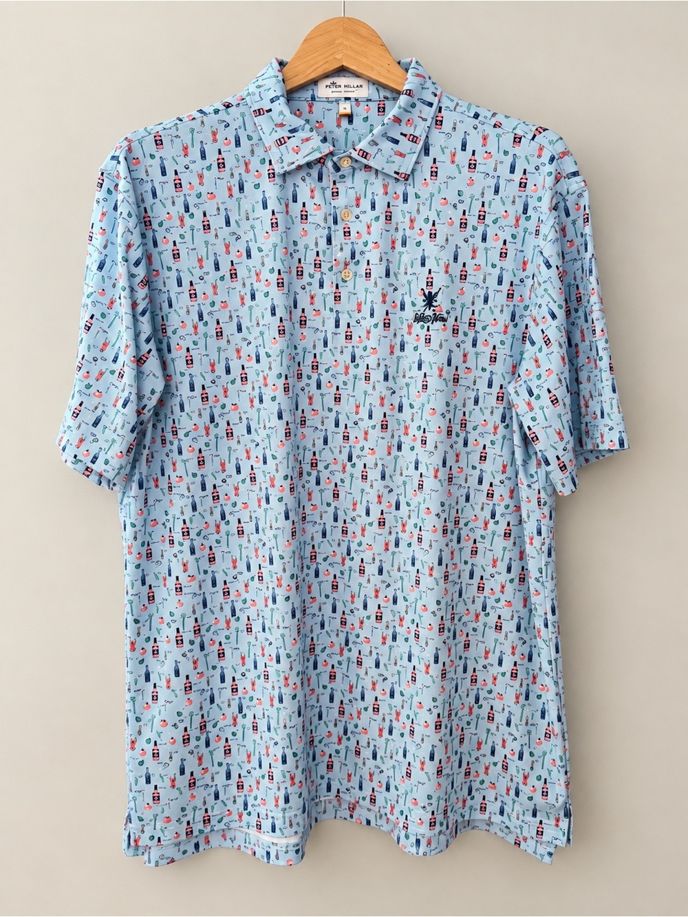 Peter Millar Light Blue Novelty Print Polo